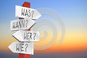 Was, wann, wer, wie - german concept