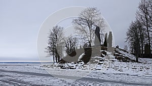 Wasa stones or Vasastenen next to Rattvik church in lake Siljan in Dalarna in Sweden photo