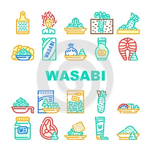Wasabi Japanese Spice Collection Icons Set Vector
