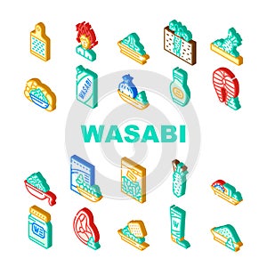 Wasabi Japanese Spice Collection Icons Set Vector