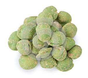 Wasabi Peanuts isolated on white