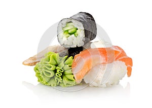 Wasabi and sushi photo