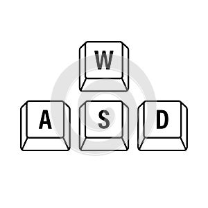 WASD computer keyboard buttons. Desktop interface. Web icon. Gaming and cybersport. Vector stock illustration photo