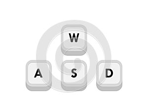 WASD computer keyboard buttons. Hotkeys combination for gaming and cybersport. Vector illustration photo