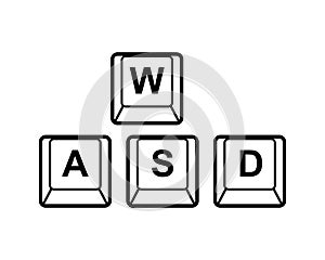 WASD keyboard buttons icon. Game control icon. photo