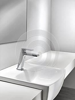 Wash basin faucet in super clean environment photo