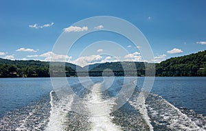 Wash behind speedboat on Cheat Lake Morgantown