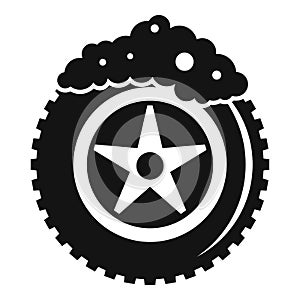 Wash car tire icon, simple style