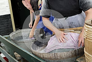 Wash clothes with Washboard