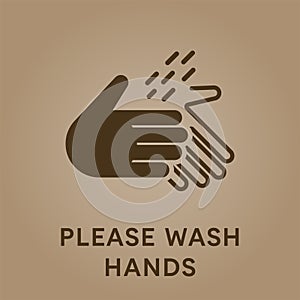 Wash hands icon. Hand washing banner. Self protection rule. Healthy recommendation. Sanitize yourself. Health care