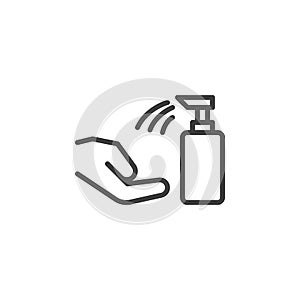 Wash hands with liquid soap line icon