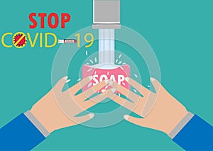 Wash hands and pretext covid -19.How to prevention washing hands yourself from virus.