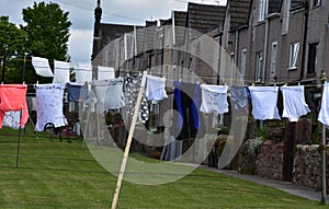 Wash Hanging Out to Dry on the Laundry Line in England