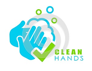 Wash and keep clean your hands vector logo