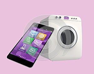 Wash machine controlled by smart phone. Concept for Internet of things.