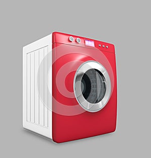 Wash machine with touch panel isolated on gray background