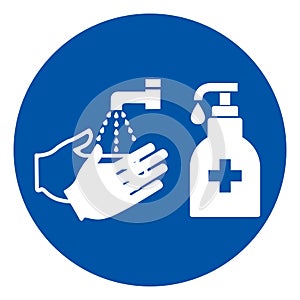 Wash and Sanitise Hands Symbol Sign ,Vector Illustration, Isolate On White Background Label. EPS10