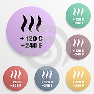 Wash sign at high temperatures badge color set icon. Simple glyph, flat vector of wash icons for ui and ux, website or mobile