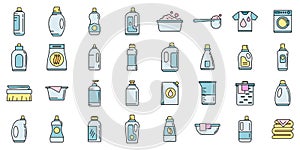 Wash softener icons set vector color line