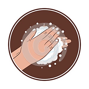 Wash your hands icon. Concept of washing hands with soap to prevent coronavirus. Healthcare, hygiene. Vector