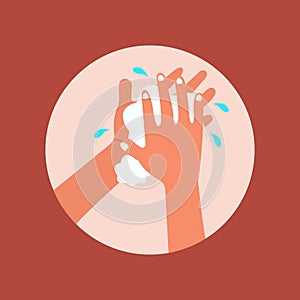 Wash your hands. Illustration how to wash your hands.Vector illustration flat design isolated on background.Disinfection, skin