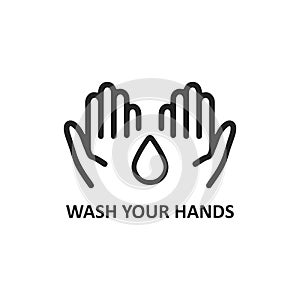 Wash your hands Information poster with text isolated on white background, vector illustration of Handwashing. Hands rinsing. Wash