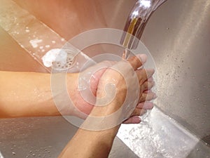 Wash your hands on the sink for cleanliness and hygiene.