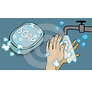 Wash your hands with soap	hand drawn vector