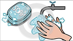 Wash your hands with soap	hand drawn vector