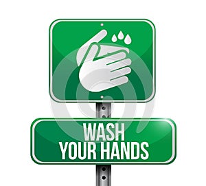 Wash your hands street sign icon message