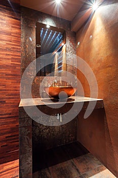 Washbowl in luxury bathroom