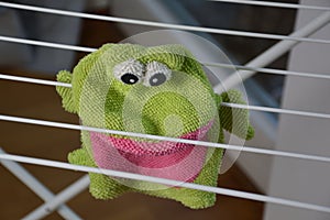 A washcloth on a wash stand