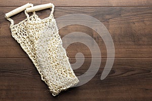 Washcloth with wooden grips with copy space