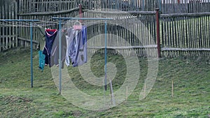 Washed clothes drying outside