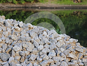 Washed gravel used at the construction site for the of road transport interchanges in Moscow photo