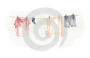 Washed laundry dries hanging, hang it there photo