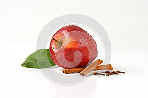 Washed red apple and spice
