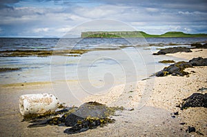 Washed up buoy at Coral Beach in Claigan on Isle of Skye in Scotland