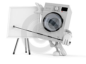 Washer character with blank whiteboard