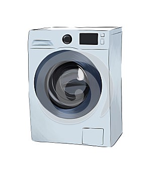 Washer from multicolored paints. Splash of watercolor, colored drawing, realistic