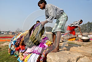 Washermen At Barakar River in India