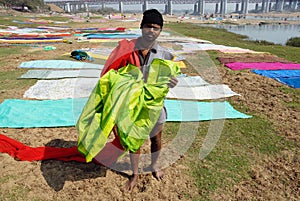 Washermen At Barakar River in India