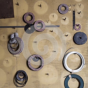 Washers and gaskets on wall photo