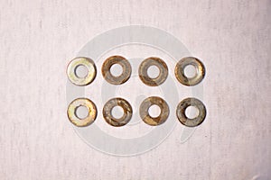 eight Washers on a white background photo