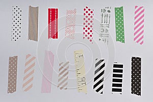 Washi tape, masking tape pieces isolated.