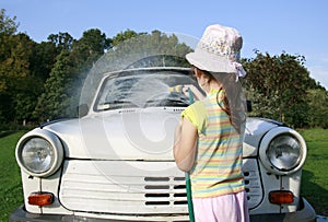 Washing car