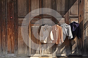 Washing Clothes Hang Door Wood