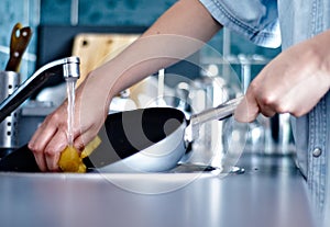 Washing the dishes photo