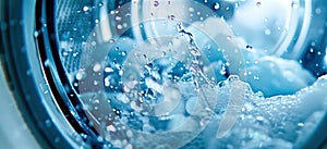 Washing drum with water inside