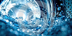 Washing drum with water inside